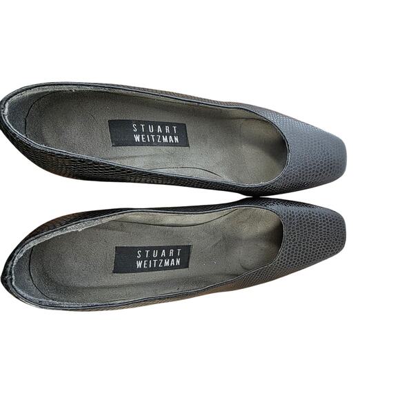 STUART WEITZMAN blk snake print leather block classis pump 8 - Picture 8 of 9